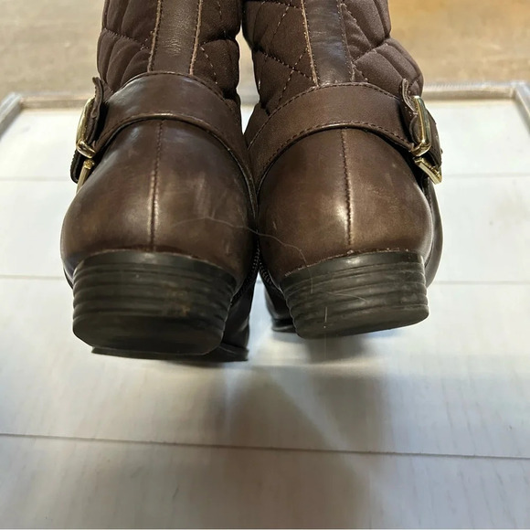 Isaac Mizrahi Tally Quilted Boot Dark Brown Leather Upper Riding Boot Womens 6.5 - Picture 8 of 11